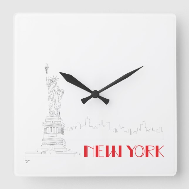 New York, Freiheitsstatue Cool Quadratische Wanduhr (Vorderseite)