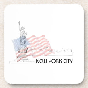 New York - Freiheitsstatue USA-Flagge Getränkeuntersetzer