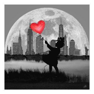 NEW YORK Full Moon Girl Ballon Foto Erweiterung