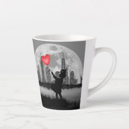 NEW YORK Full Moon Girl w Heart Balloon Kaffeemasc Milchtasse