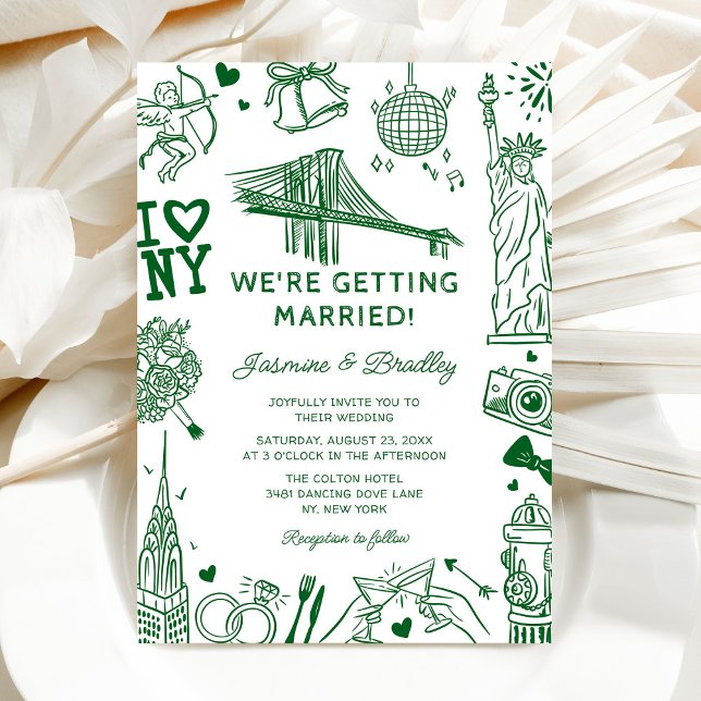 New York Fun Doodle Hochzeit Einladung (Von Creator hochgeladen)