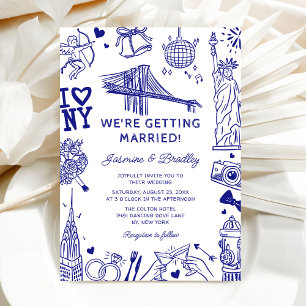 New York Fun Doodle Hochzeit Einladung