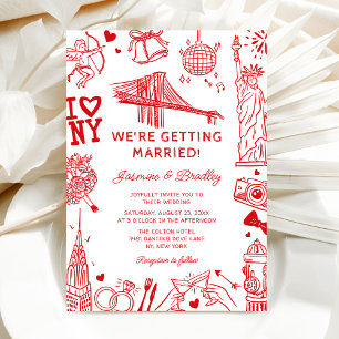 New York Fun Doodle Hochzeit Einladung