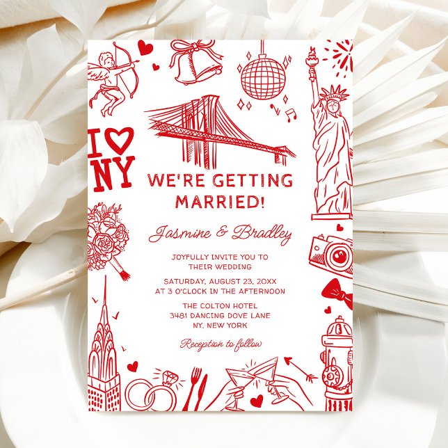 New York Fun Doodle Hochzeit Einladung (Von Creator hochgeladen)