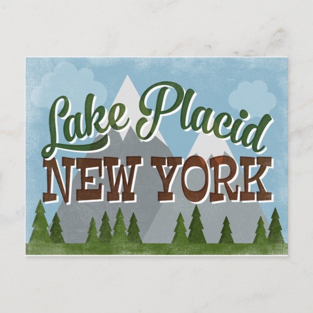 New York Fun Retro Snowy Mountains Postkarte (Vorderseite)