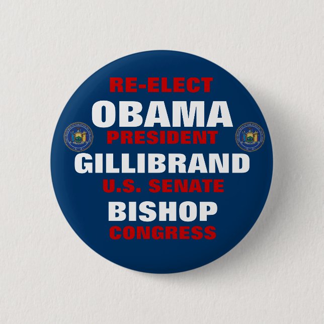 New York für Bischof Obama Gillibrand Button (Vorderseite)