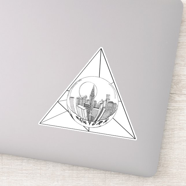 New York Geometric Simple Lines White and Black Aufkleber (Detail)