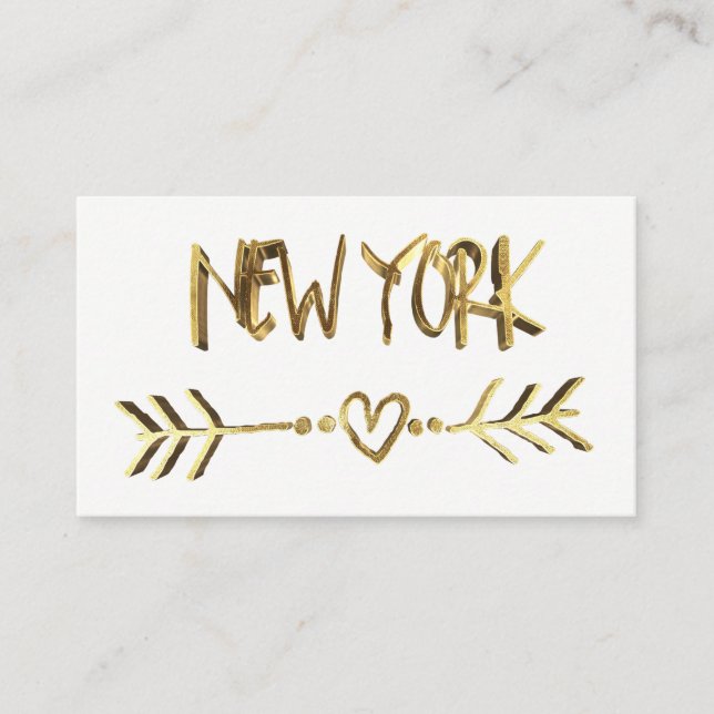 New York Gold Look Typografie USA City Elegant Visitenkarte (Vorderseite)