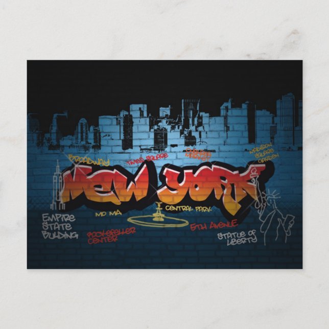 New York Grafitti Postcard Postkarte (Vorderseite)