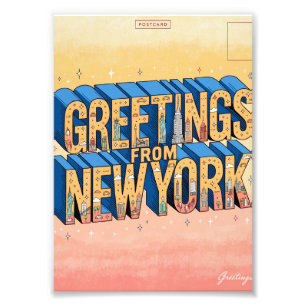 New York Großbuchstaben-Postkartenposter Fotodruck