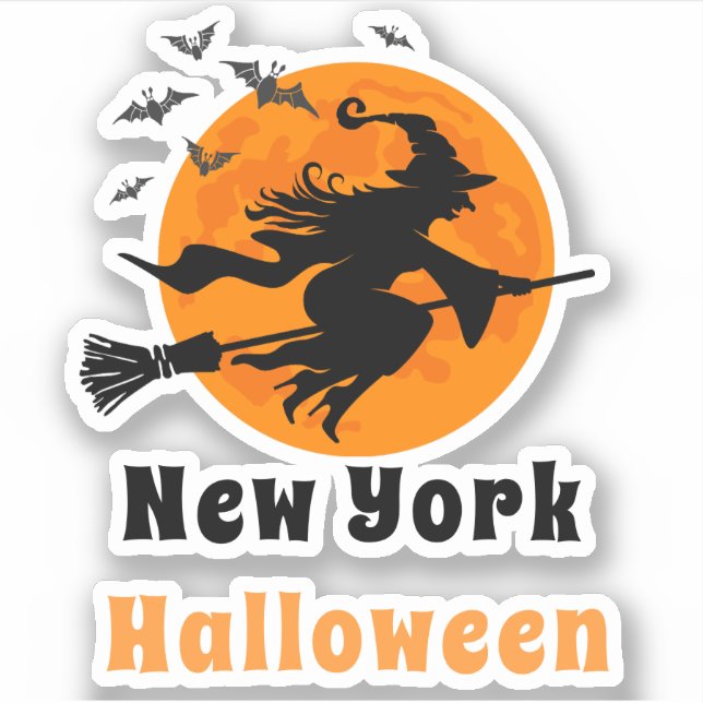 New York Halloween Hexenhecker Aufkleber (Vorderseite)