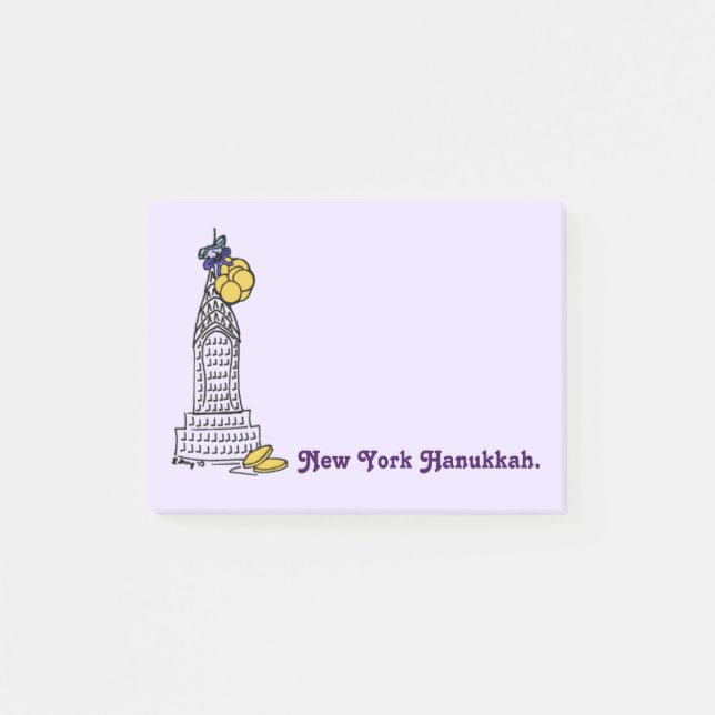 New York Hanukkah Chanukah Gelt NYC Holiday Post-it Klebezettel (Vorderseite)