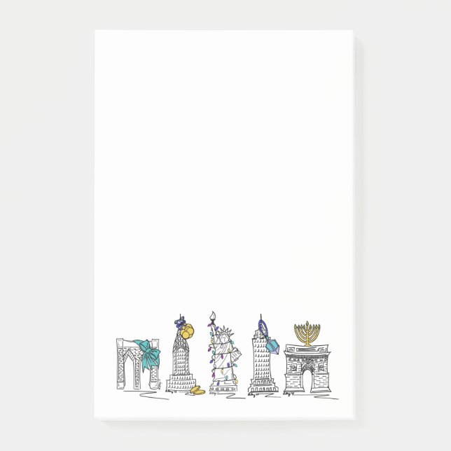 New York Hanukkah Happy Chanukah NYC Holiday Post-it Klebezettel (Vorderseite)