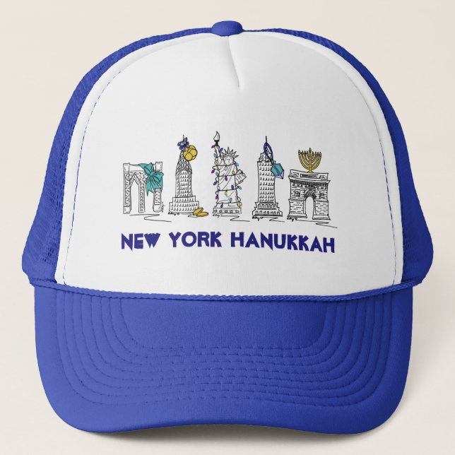 New York Hanukkah NYC Chanukah Happy Holidays Truckerkappe (Vorderseite)