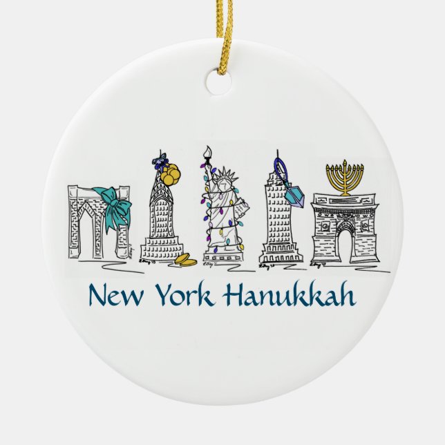 New York Hanukkah NYC Sehenswürdigkeiten Jüdischer Keramikornament (Vorne)