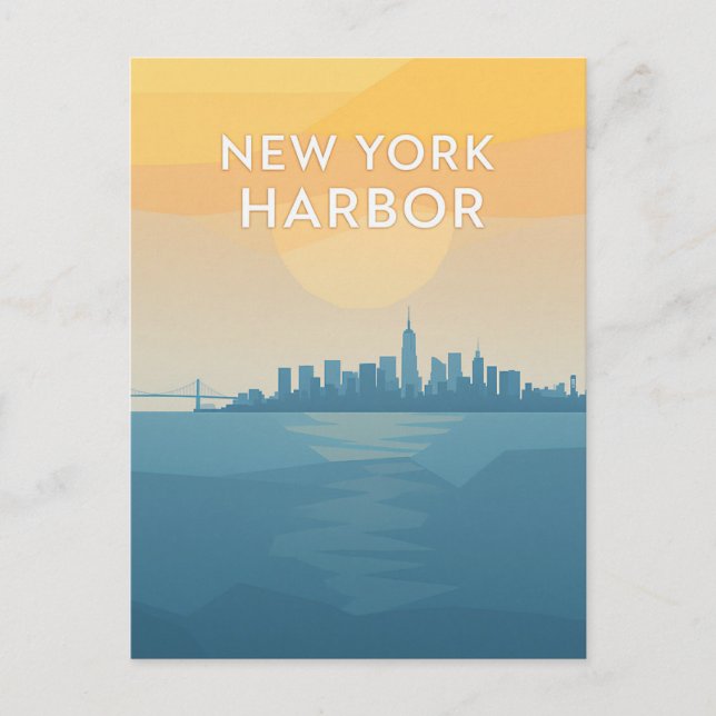 New York Harbor Sunset Postkarte (Vorderseite)