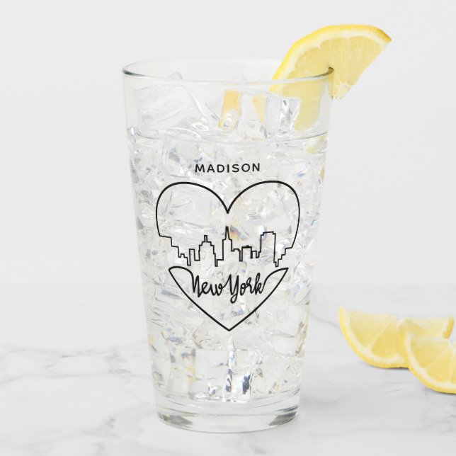 New York Heart individuelle Name Pint Glas (Rückseite Ice)