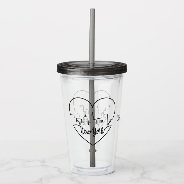 New York Heart individuelle Name tumbler Acryltrinkbecher (Vorderseite)
