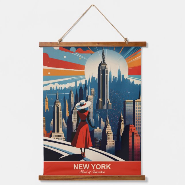 New York: Herz der Innovation Wandteppich Mit Holzrahmen (Vorderseite)