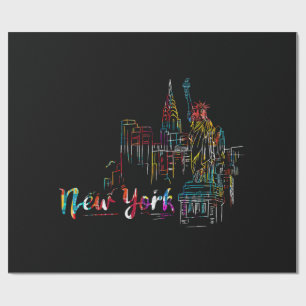 New York Himmel Herzschlag Statue der Freiheit I L Geschenkpapier