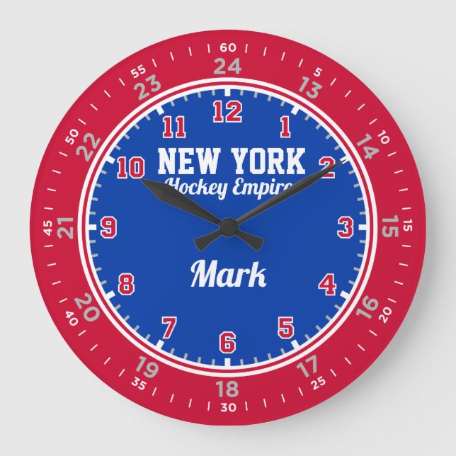 New York Hockey Empire 24 Stunden Wall Clock Große Wanduhr (Vorderseite)