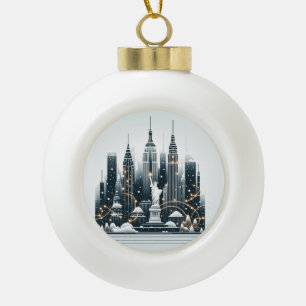 New York Holiday Elegance - Anpassbare Weihnachten Keramik Kugel-Ornament