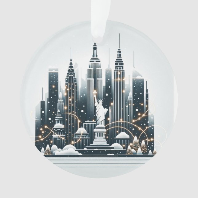 New York Holiday Elegance - Anpassbare Weihnachten Ornament (Vorderseite)