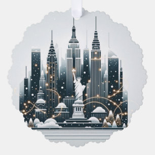 New York Holiday Elegance - Anpassbare Weihnachten Ornament Karte