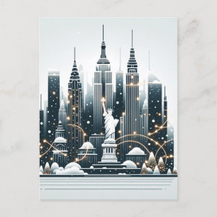 New York Holiday Elegance - Anpassbare Weihnachten Postkarte