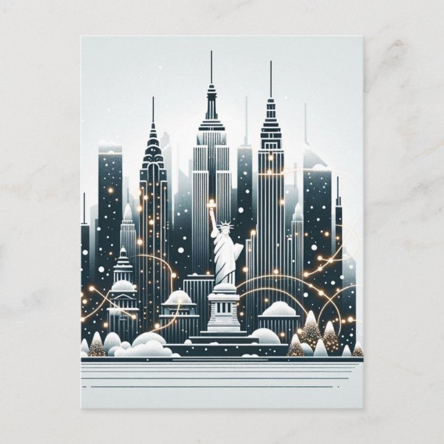 New York Holiday Elegance - Anpassbare Weihnachten Postkarte (Vorderseite)