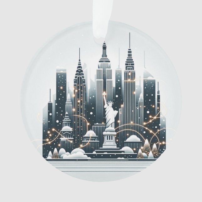 New York Holiday Elegance - Customizable Christmas Ornament (Vorderseite)