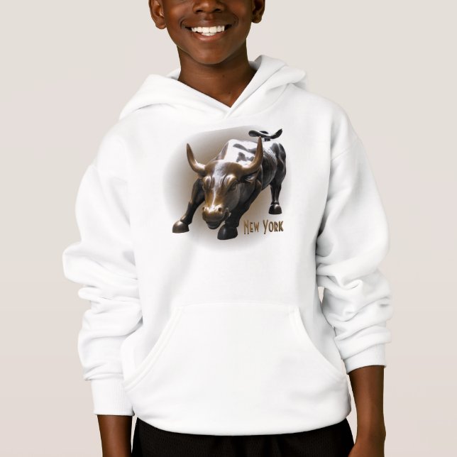 New York Hoodie Bull Statue Souvenir Shirt (Vorderseite)