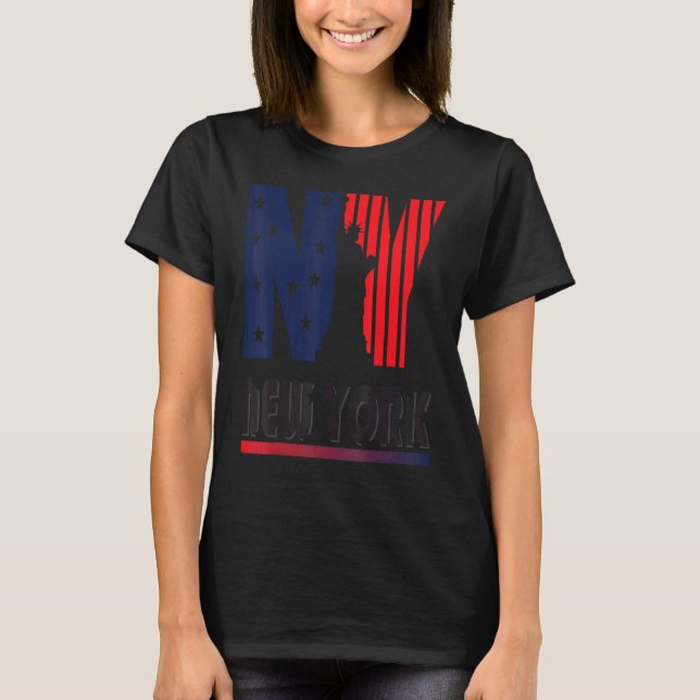 New York Idea Coole amerikanische Flagge T-Shirt (Vorderseite)
