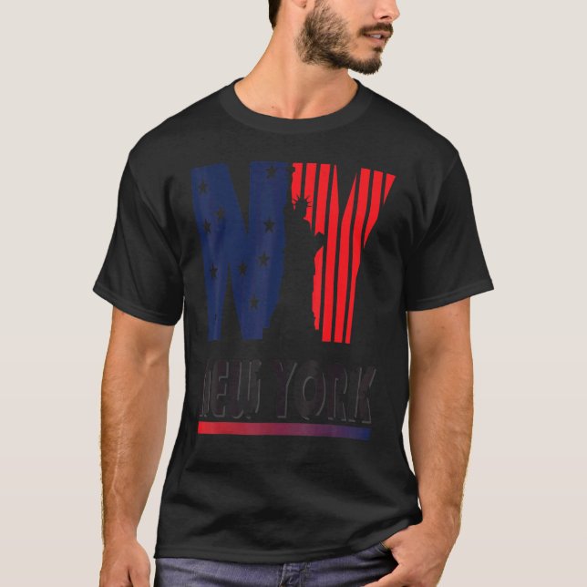 New York Idea Coole amerikanische Flagge T-Shirt (Vorderseite)