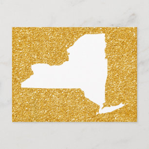 New York im Glitzer Weiß und Gold Postkarte