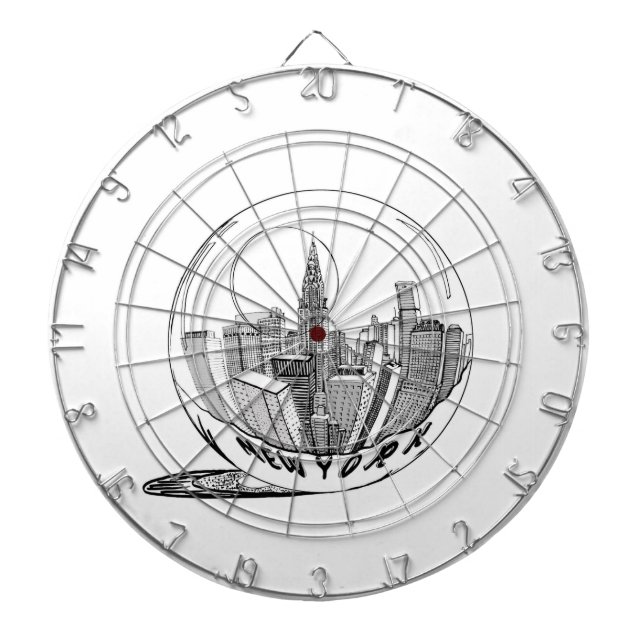 New York in einer Glaskugel Dartscheibe (vorne)