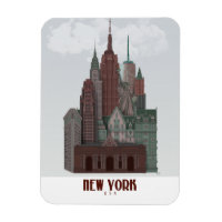 New York in Wolken - Dunkelrot und grün
