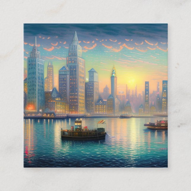 New York ist eine der berühmtesten und lebendigste Quadratische Visitenkarte (Vorderseite)