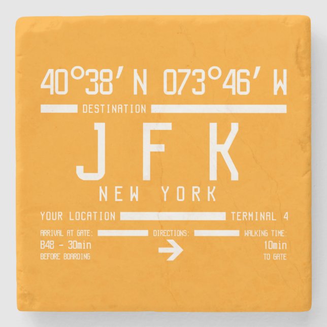 New York JFK International Airport Code Steinuntersetzer (Vorderseite)