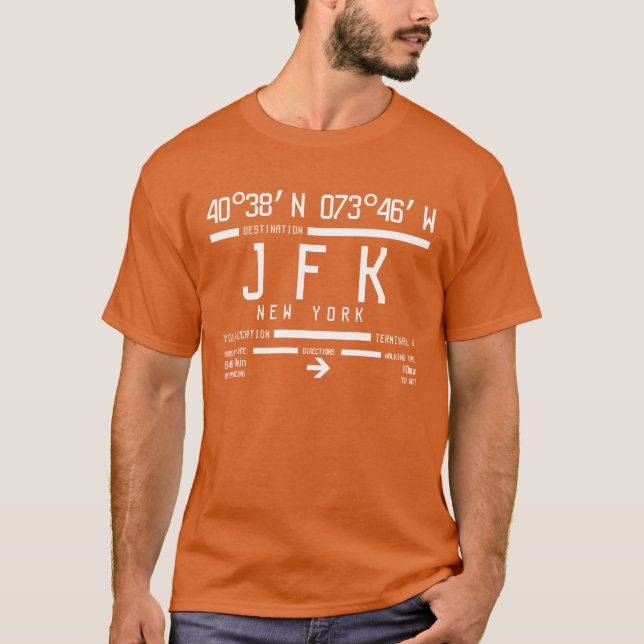 New York JFK International Airport Code T-Shirt (Vorderseite)