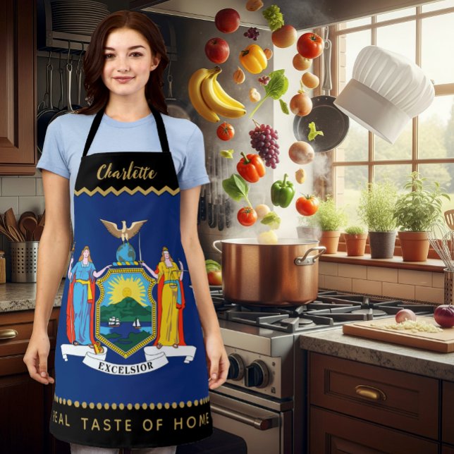 New York Koch Schürze, USA, New York Flag Schürze (New York Chefs Apron / patriotic, name)