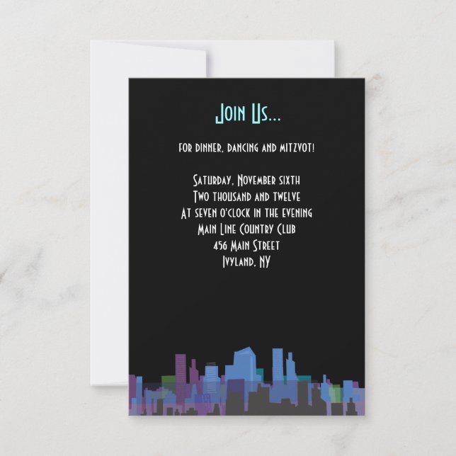 New York Lady Liberty Bar Bat Mitzvah Party Card Einladung (Vorderseite)