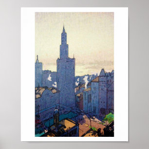 New York Landschaft, Hiroshi Yoshida, Woodcut Poster
