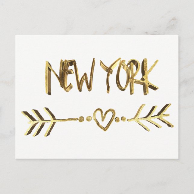 New York Liebe USA EleganGold Look Typografie Postkarte (Vorderseite)