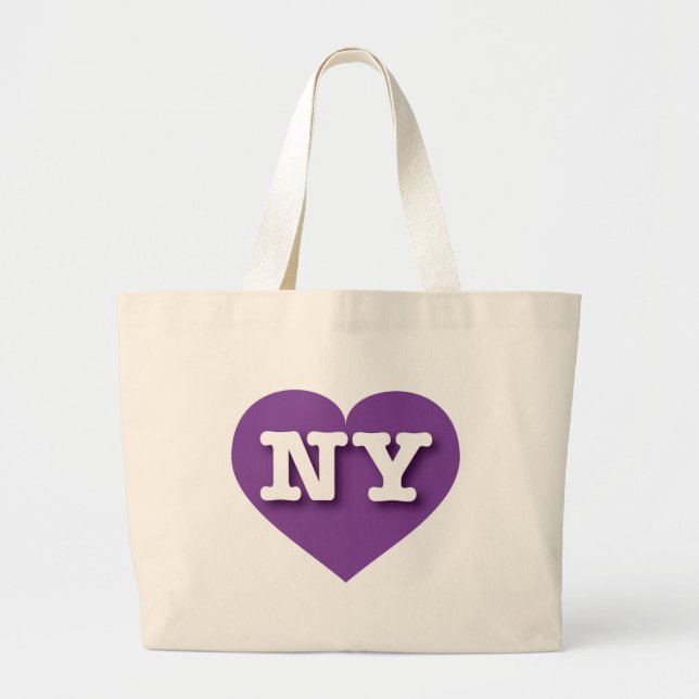 New York Lila Heart - I Liebe NY Jumbo Stoffbeutel (Vorne)