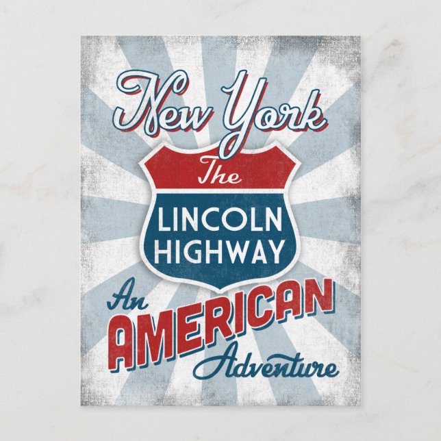 New York Lincoln Highway Vintag America Postkarte (Vorderseite)