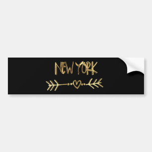 New York Love USA Black and Gold Look Typography Autoaufkleber