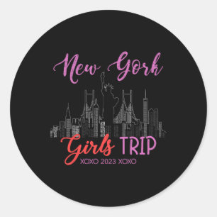 New York Mädchen Reise 2023 Nyc Urlaub 2023 Damen  Runder Aufkleber