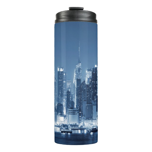 New York Manhattan City Night Skyline Thermosbecher (Vorderseite)
