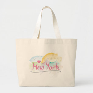 New York Manhattan "I Liebe you" mit rosa Herz Jumbo Stoffbeutel